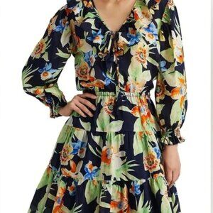Ralph Lauren Tropical Floral Cotton Voile Dress Size 4 NWT